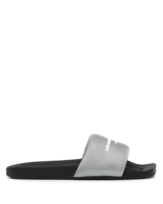 Alexander Wang White Logo-Print Slider Sandals
