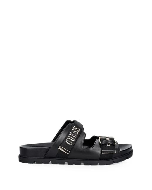 Guess Black Buckle-Fastening Flat Sandals
