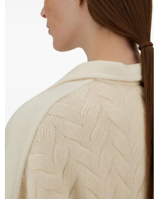 Herno White Resort Belted Turtleneck Cardigan