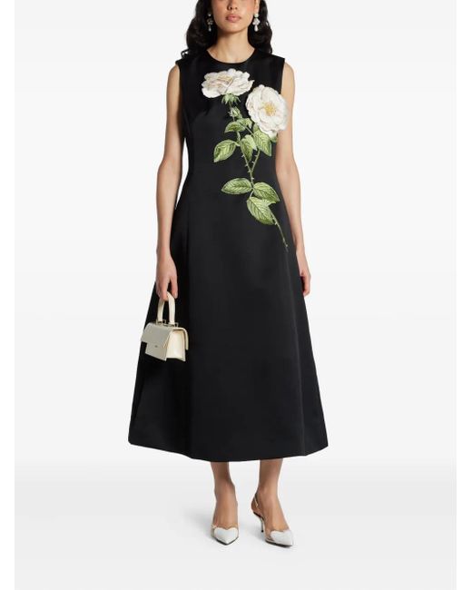 LEO LIN Black Cleo Flower-Embellished Sleeveless Dress