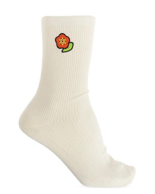 KENZO White Boke Flower Socks