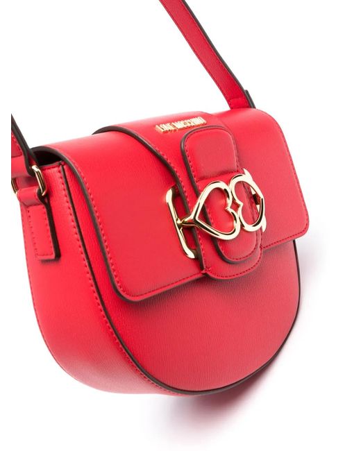 Love Moschino Pink Heart-Plaque Crossbody Bag