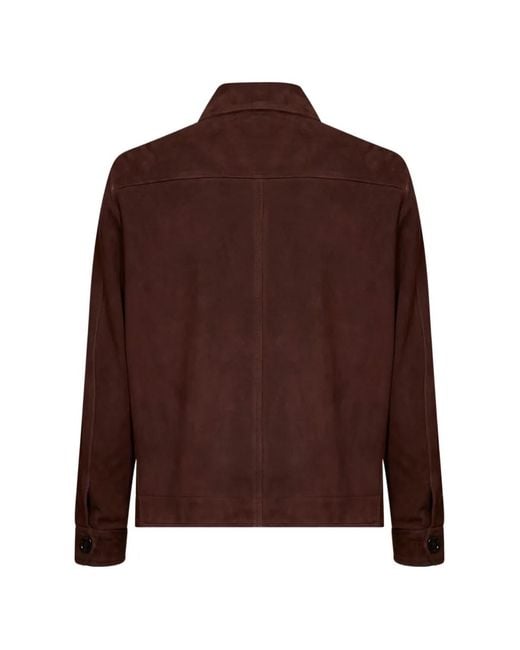 Lardini Brown Spread-Collar Suede Jacket for men