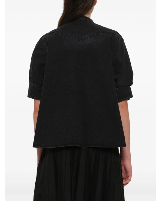 Sacai Blue Denim-Panelled Sweater