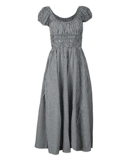 Doen Gray Quinley Gingham-Pattern Midi Dress