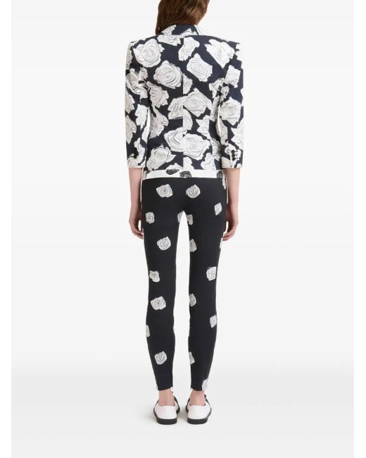 Marni Black Aurora Rose-Print Blazer