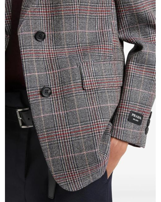 Prada Gray Blazer Mit Prince-Of-Wales-Karomuster