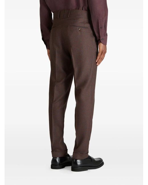 Incotex Brown Houndstooth Trousers for men
