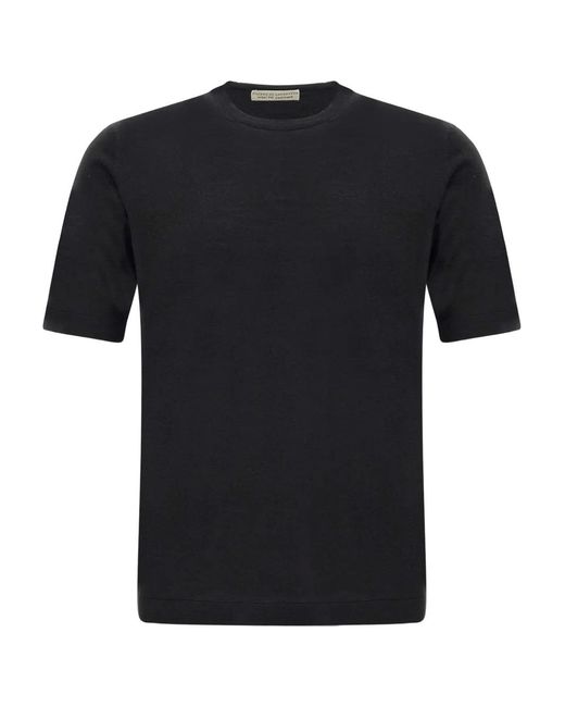 FILIPPO DE LAURENTIIS Black Short-Sleeve Wool-Blend T-Shirt for men