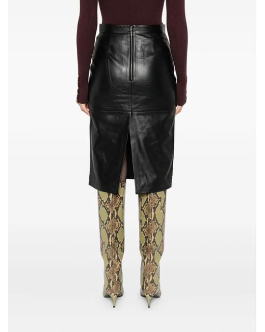 IRO Black Lambskin Panelled Skirt