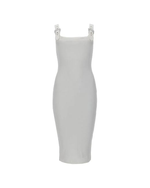 Versace Jeans Couture White Buckle Strap Midi Dress