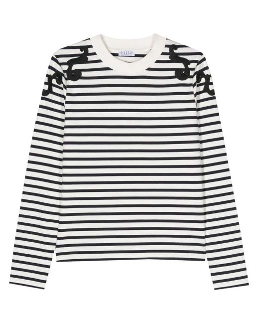 Claudie Pierlot Black Striped Embroidery-shoulder Sweatshirt