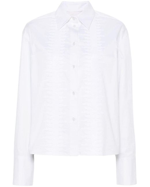 Genny White Sequin-embellished Poplin Shirt