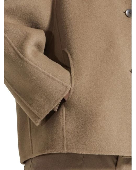 Seventy Brown Button-Fastening Spread-Collar Coat