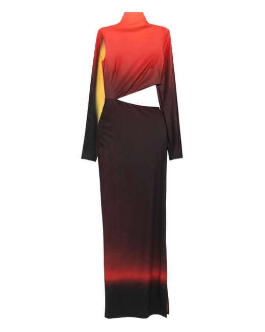 Patrizia Pepe グラデーション カットアウト ドレス Red