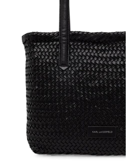 Karl Lagerfeld Black K/Signature Braided Tote Bag