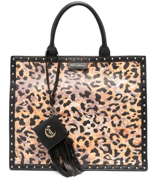 Just Cavalli Black Cheetah-print Tote Bag