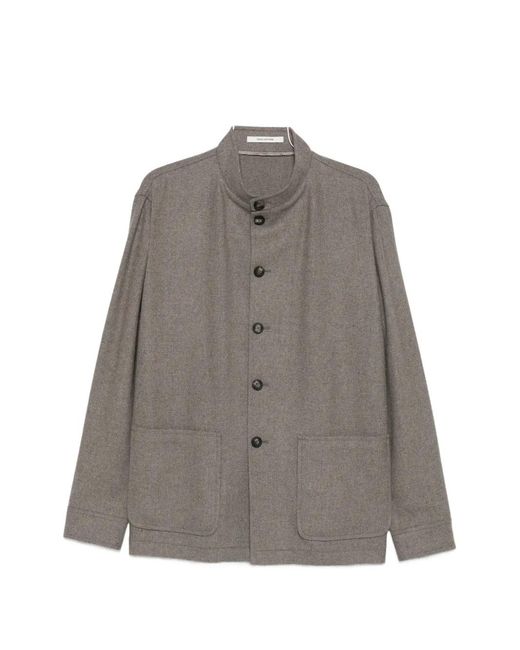 Tagliatore Gray High-Neck Patch-Pocket Jacket for men