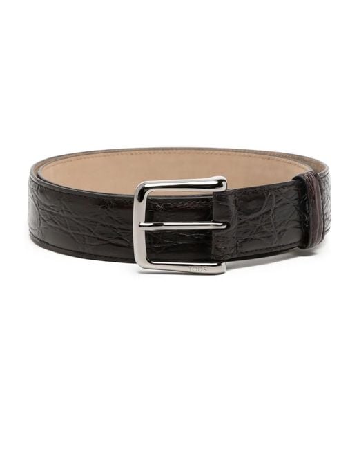 Tod's Black Logo-Engraved Leather Belt for men