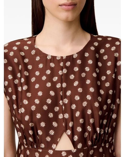 Claudie Pierlot Midi-Jurk Met Bloemenprint in het Brown