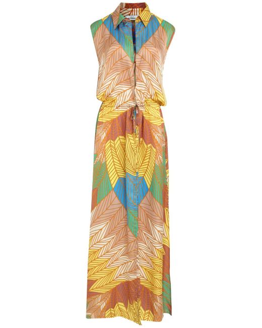 Amir Slama Metallic Robe Longue À Imprimé Graphique