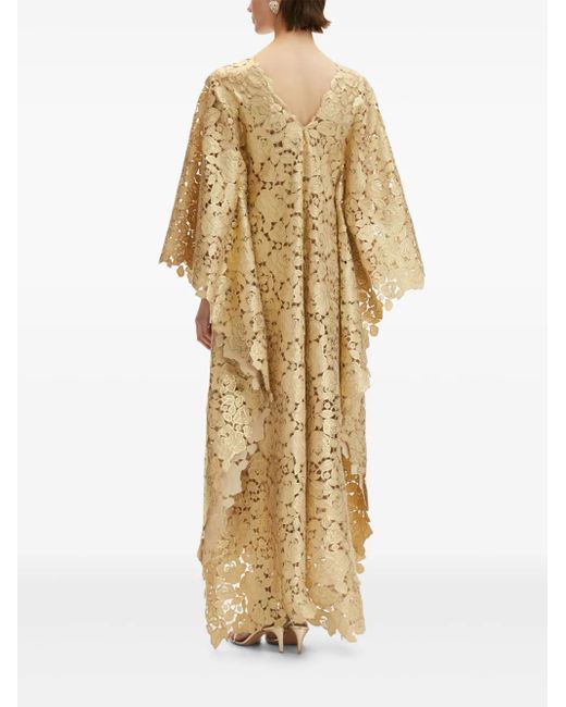 Oscar de la Renta ギュピールレース カフタンドレス Yellow