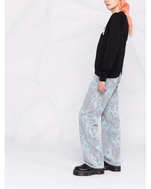 MSGM Black Logo-Print Crew Neck Sweatshirt