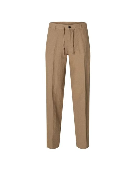 SELECTED Natural Drawstring Trousers for men