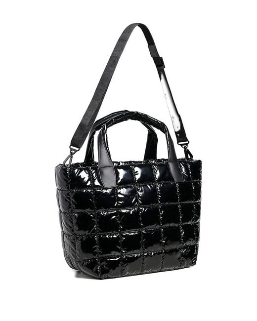 VEE COLLECTIVE Black Artificial-Leather Quilted Tote Bag