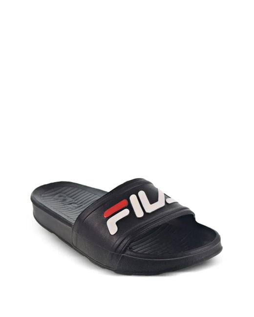 Fila Black Logo-Embellished Slides for men