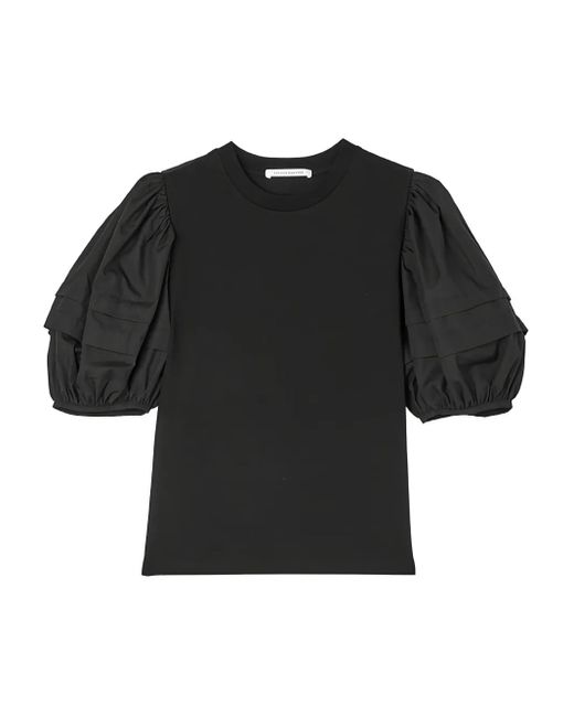 CECILIE BAHNSEN Black Puff-Sleeve T-Shirt