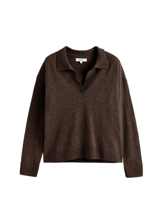 Chinti & Parker Brown Basics Collared Drop-Shoulder Sweater