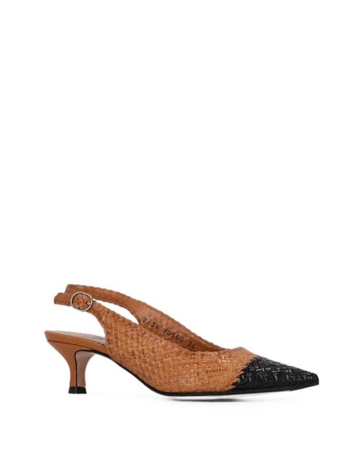 LA ROSE Brown Carol Woven Slingback Pumps