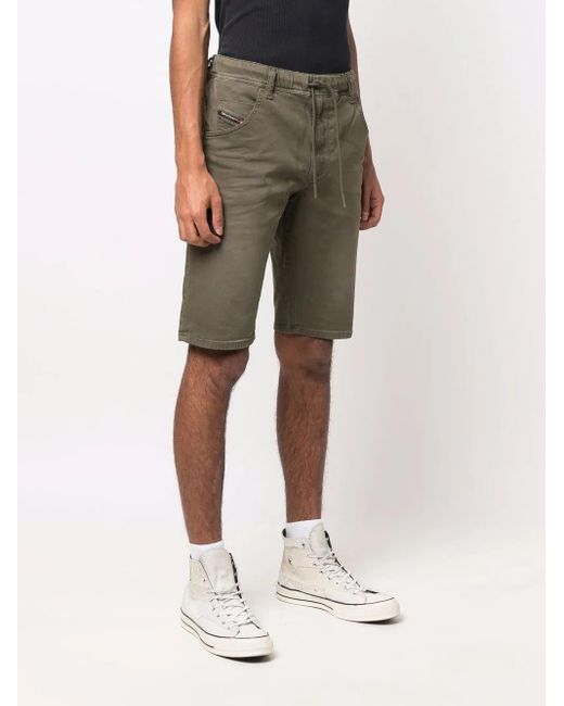 DIESEL Green Drawstring-Waist Denim Shorts for men