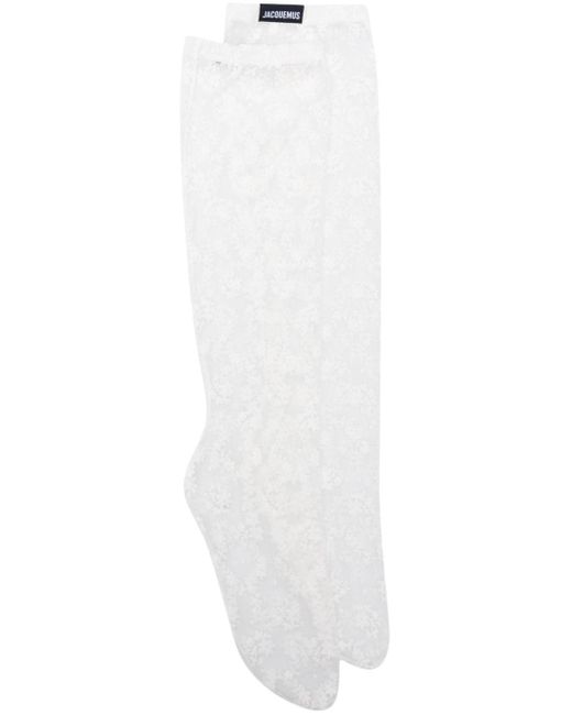Jacquemus White Floral-lace Socks