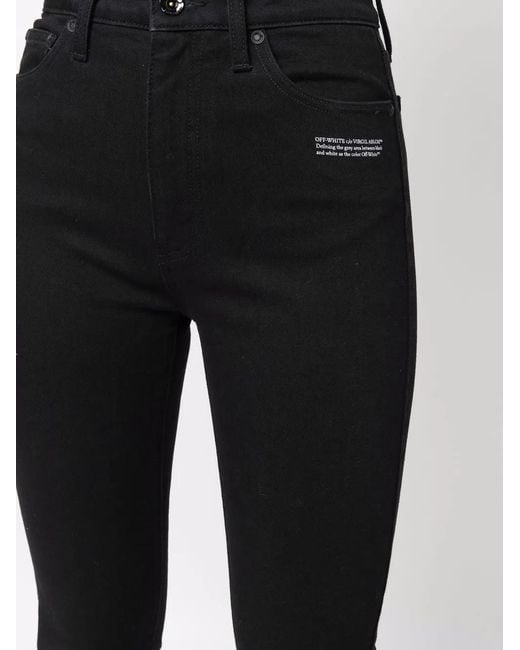 Off-White c/o Virgil Abloh Black Slogan Logo-Print Skinny Jeans