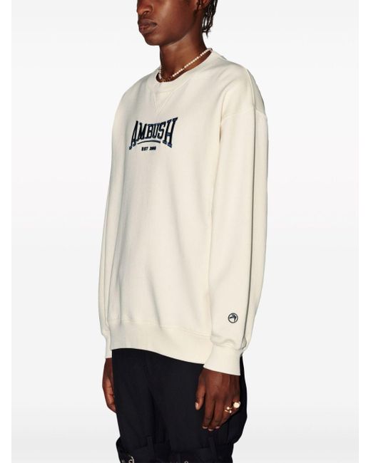 Ambush White Logo-embroidered Organic-cotton Sweatshirt for men