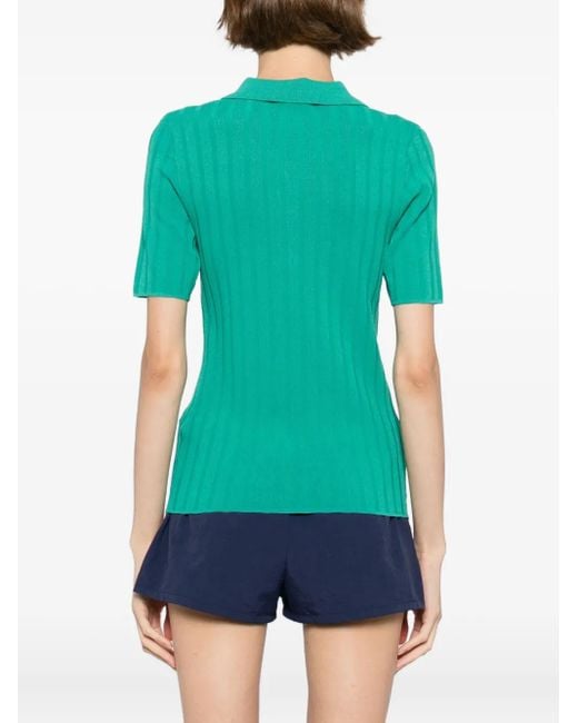 Sporty & Rich Green Src Ribbed Polo Top