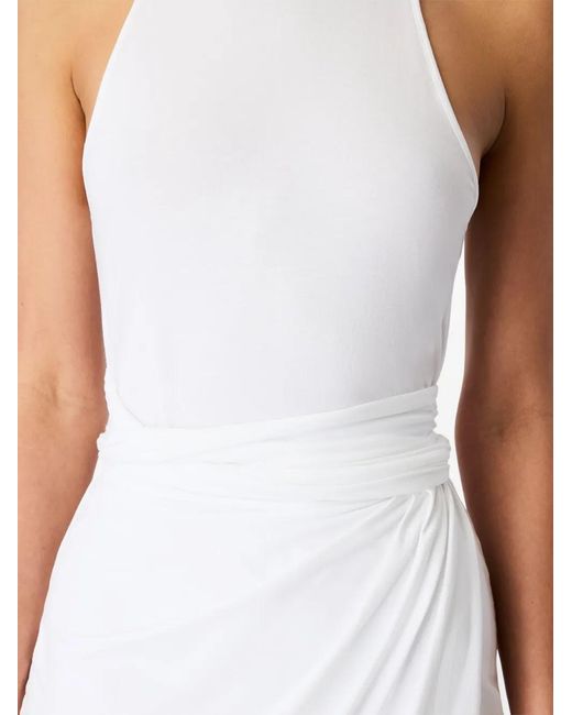 Another Tomorrow White Sarong-Tie Sleeveless Midi Dress