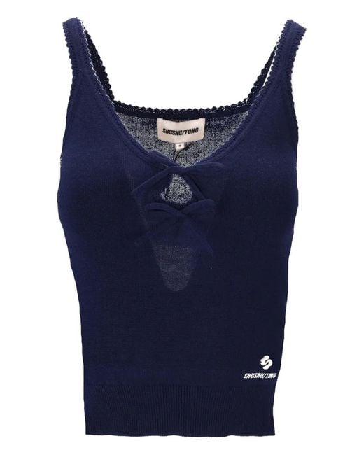 ShuShu/Tong Blue Sleeveless Knitted Tank Top