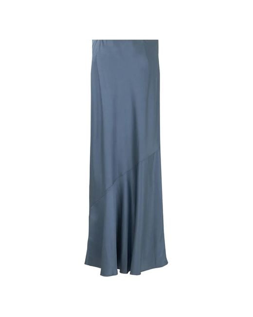 Vince Blue Satin-Finish Asymmetric-Seam Skirt
