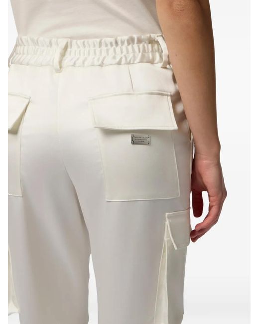 Philipp Plein White Patch-Pocket Drawstring Cargo Pants