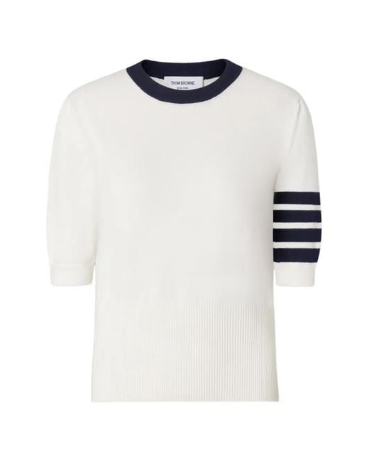 Thom Browne White Hector Intarsia 4-Bar T-Shirt
