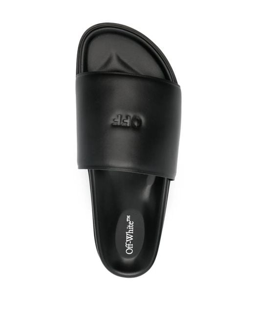 Off-White c/o Virgil Abloh Black Premium Leather Slide Sandal For for men