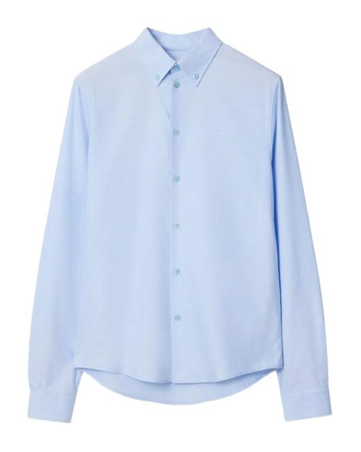 Burberry Blue Equestrian Knight Oxford Shirt for men
