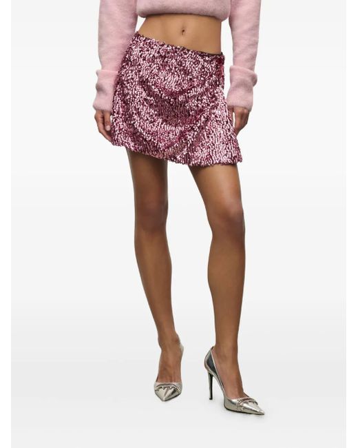 Area Red Crystal Sequin Mini Skirt