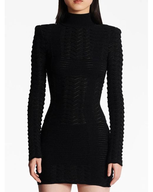 Vestito a collo alto in maglia di Balmain in Black