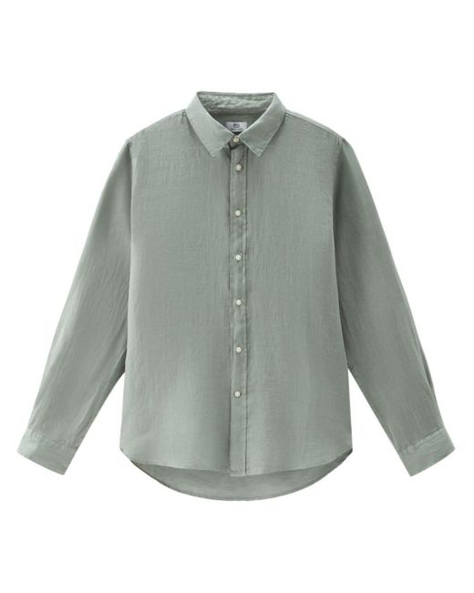 Chemise en lin à boutonnière Woolrich pour homme en coloris Gray