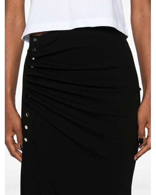 Rabanne Black Ruched Midi Skirt