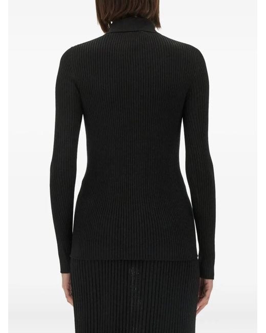 Kiton Black Buttoned Ribbed Top